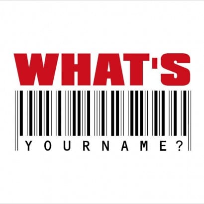Barcode graphic reading "WHAT'S YOUR NAME?