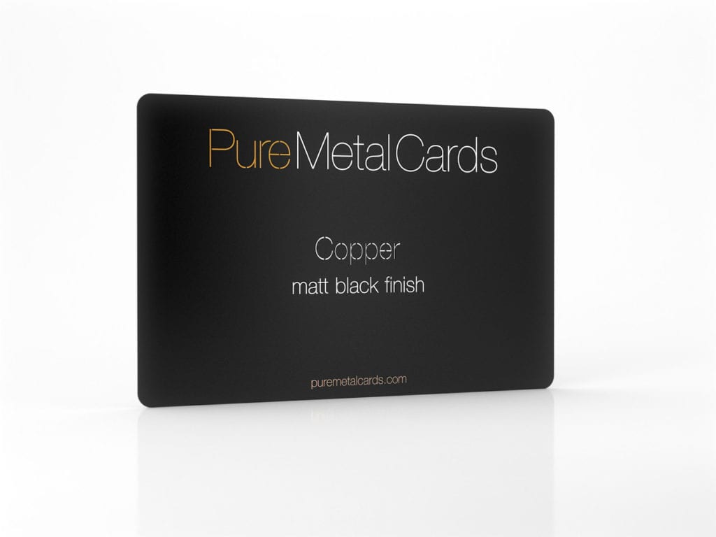 Pure Metal Cards matt black copper business card