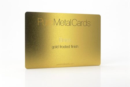 Gold frosted brass card; Pure Metal Cards