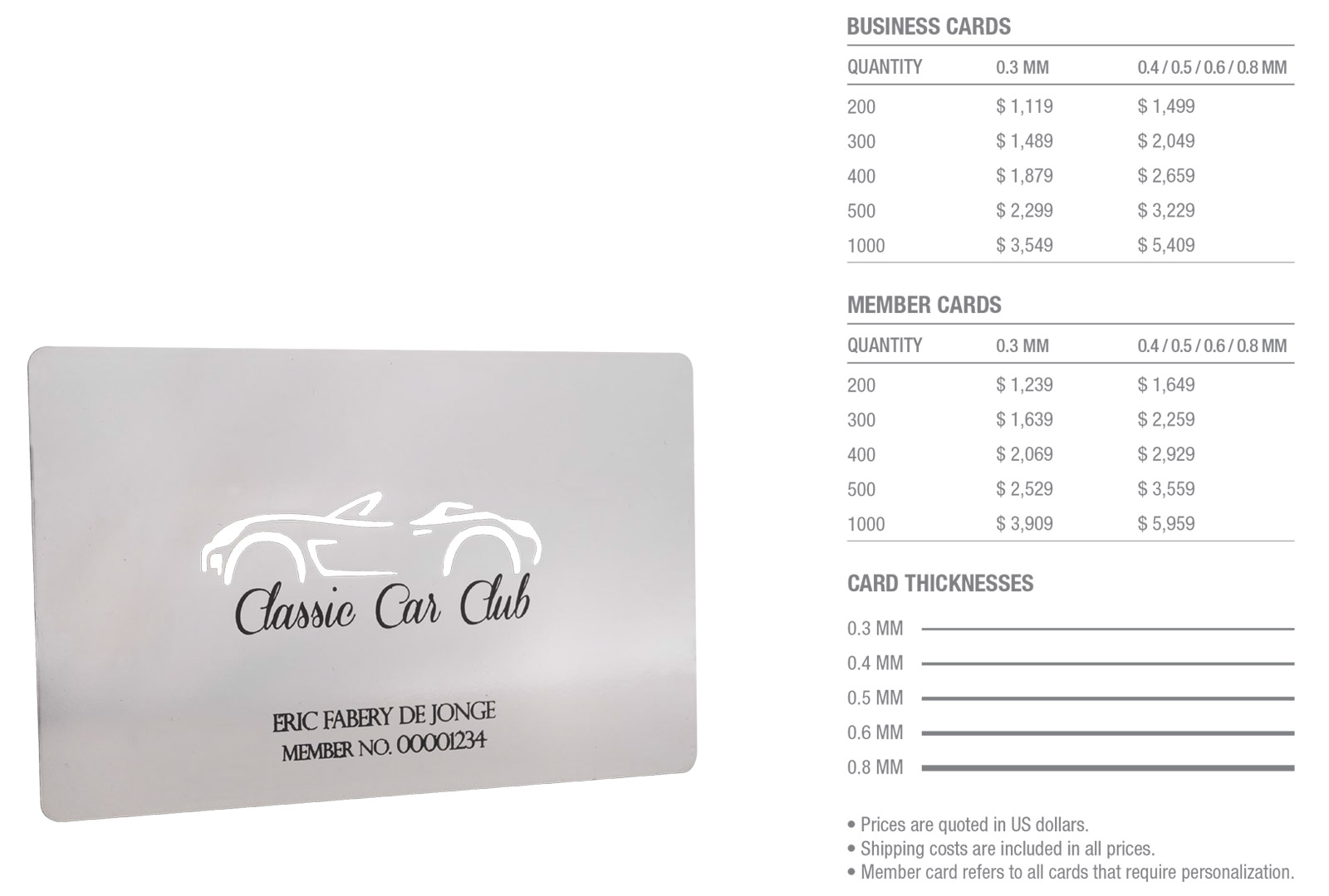 Silver-Plated-Stainless-Steel-Cards-Pricing-Table