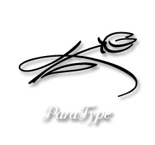 Stylized tulip design; ParaType font