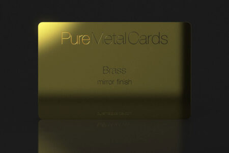 Brass mirror finish PureMetalCards business card.