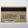 pure-metal-cards-brass-gold-frosted-card-2 Back of brass (gold) frosted gift card showing terms, conditions, barcode, and QR code.