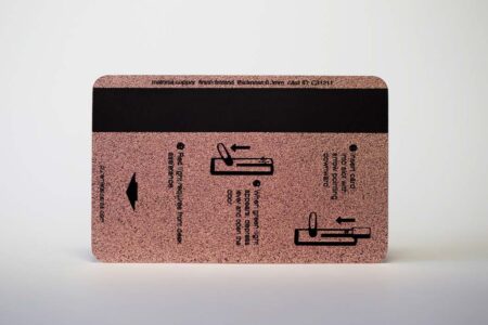 Back of rose gold copper frosted key card with instructions