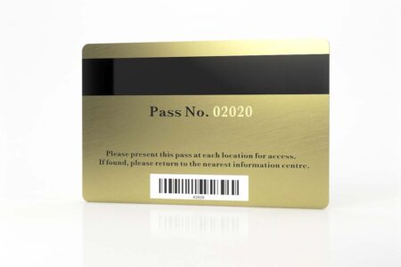 Gold standard brass card, Pass No. 02020