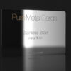 Pure-Metal-Cards-mirror-stainless-steel-card-black-2 Mirror stainless steel business card with "PureMetalCards" logo.