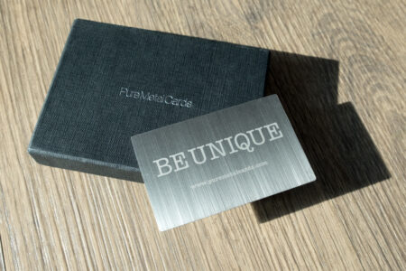 Pure Metal Cards - vertical brushed steel business card