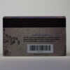 Back of frosted stainless steel VIP card showing barcode and details. 0000123