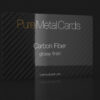 Glossy black carbon fiber business card with "Pure Metal Cards" logo.