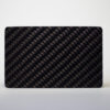 Black carbon fiber business card with a glossy finish.