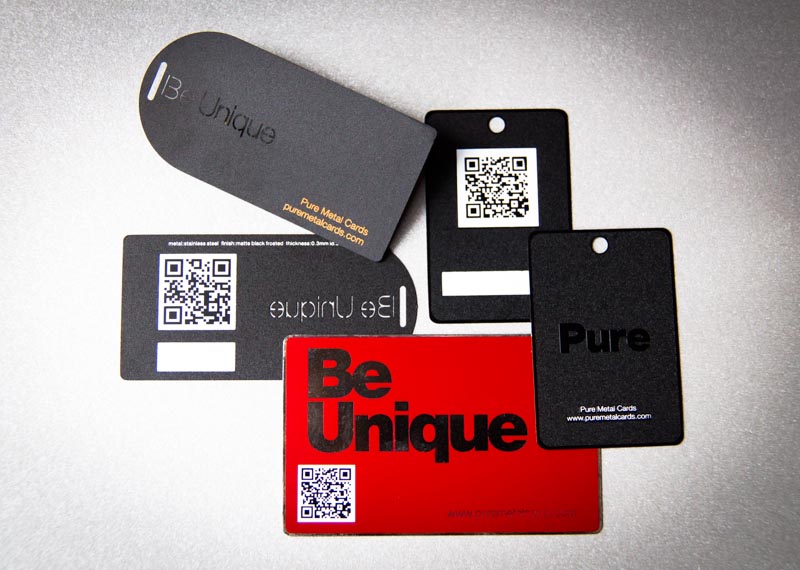 Pure Metal Cards - metal hang tag and QR codes