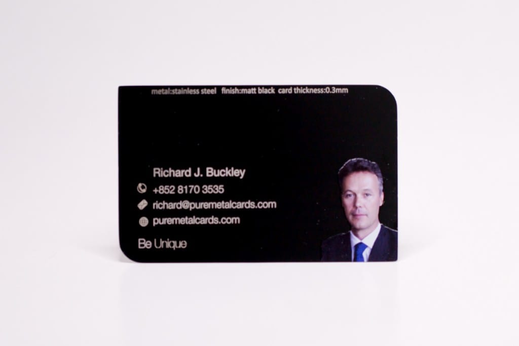 Pure Metal Cards black photo metal business cards