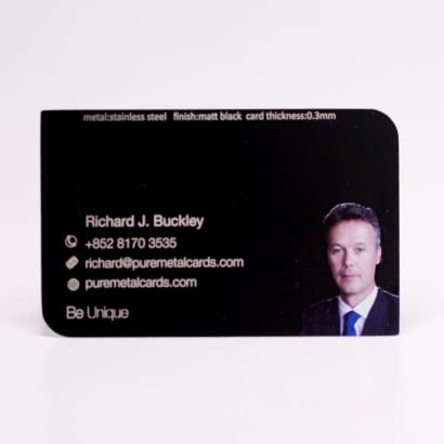 Pure Metal Cards black photo metal business cards