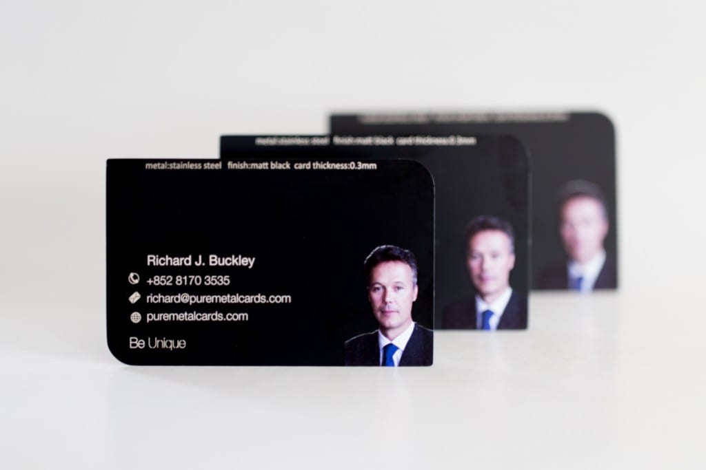 Pure Metal Cards black photo business cards