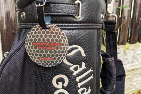 Pure Metal Cards metal golf bag tag