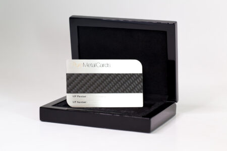 Pure Metal Cards oak presentation case and metal card