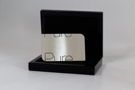 Pure Metal Cards oak presentation case and metal card