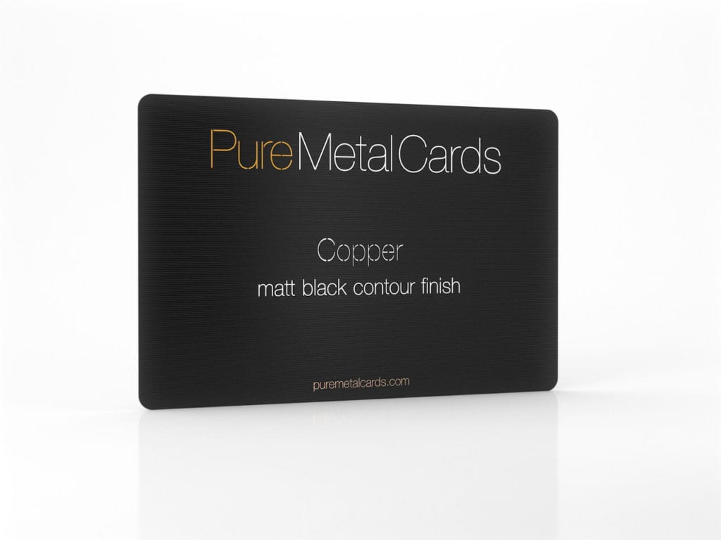 Pure Metal Cards matt black contour copper business card
