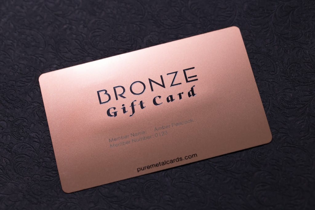 bronxe metal card by Pure Metal Cards