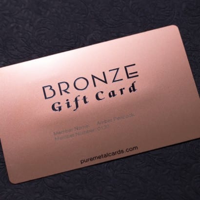 bronxe metal card by Pure Metal Cards