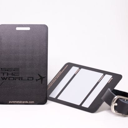 Pure Metal Cards matt black prism steel luggage tags