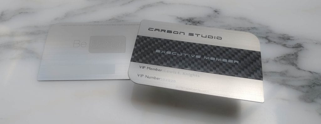 Pure Metal Cards dual finish metal + carbon fiber member card