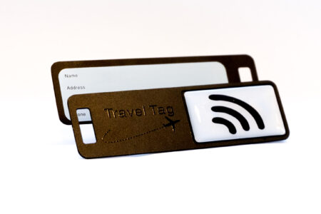 Pure Metal Cards matt black frosted steel NFC luggage tag