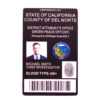pure-metal-cards-stainless-steel-metal-id-badge-enforcer-3 Metal ID badge for Michael Smith, Chief Investigator, Del Norte County District Attorney's Office.