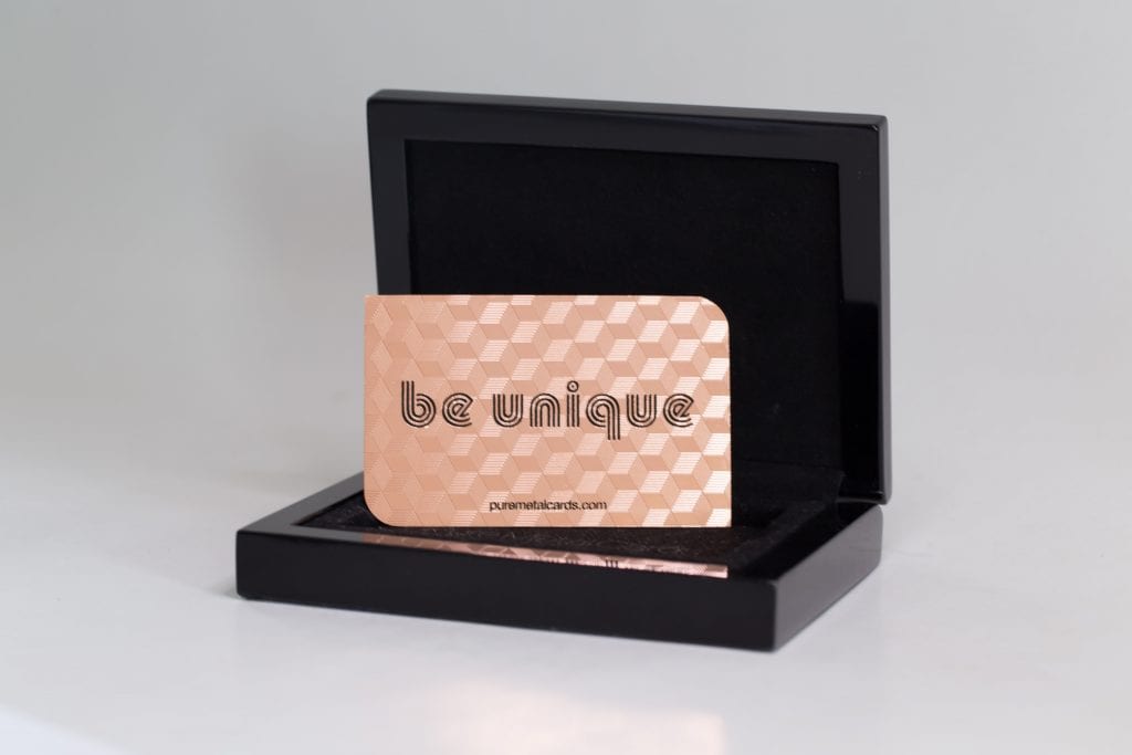 Pure Metal Cards oak presentation case and metal card