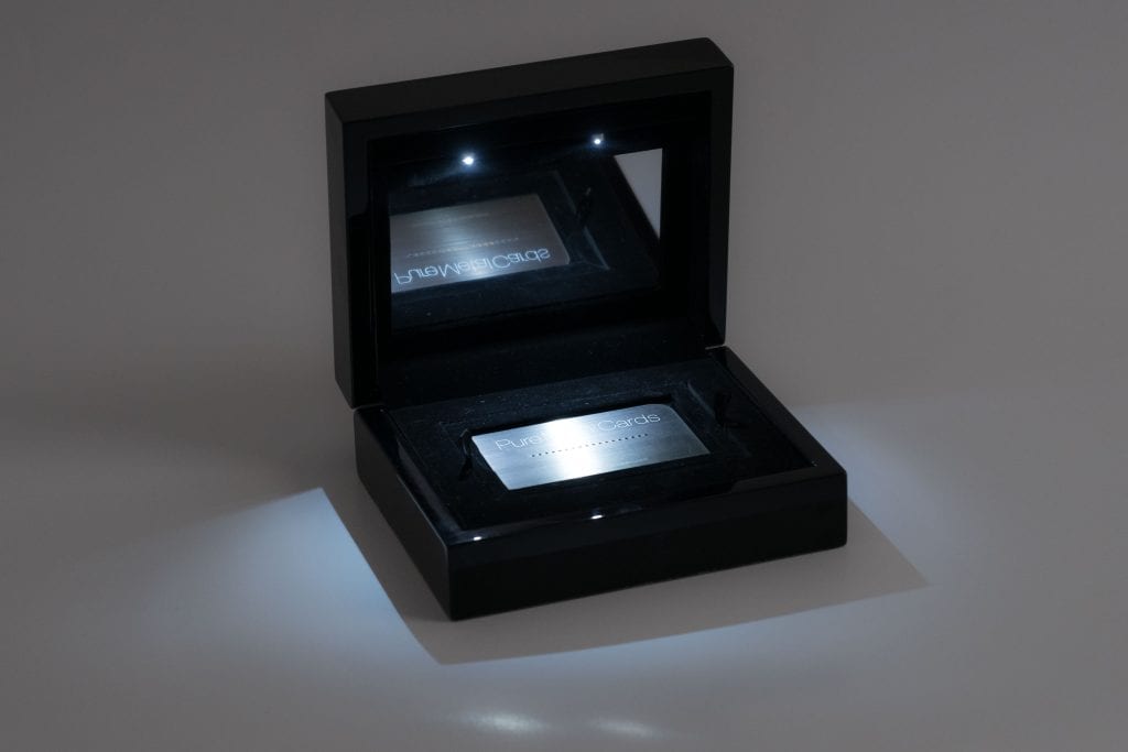 Pure Metal Cards deluxe oak presentation case