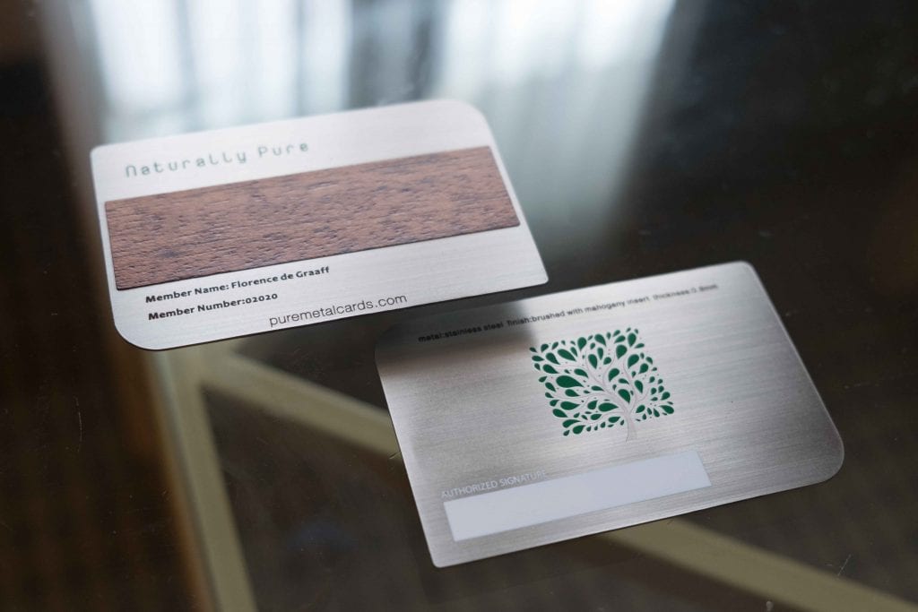 Pure Metal Cards brushed steel wood cards
