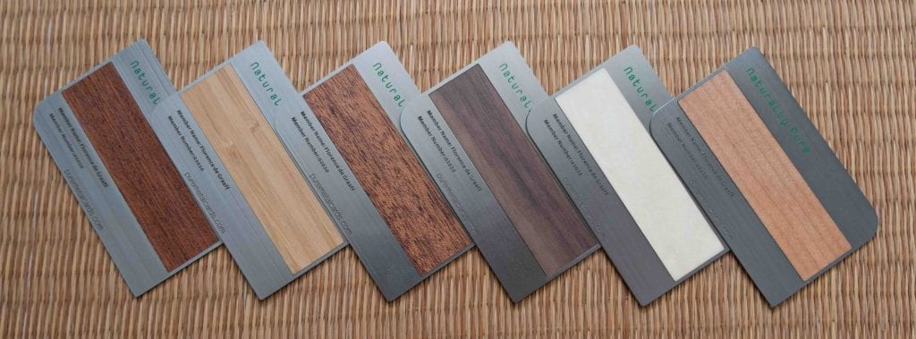 Pure Metal Cards brushed steel wood cards