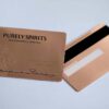 Rose gold Copper Contour Cards displayed; one card shows branding, the other the magnetic stripe.
