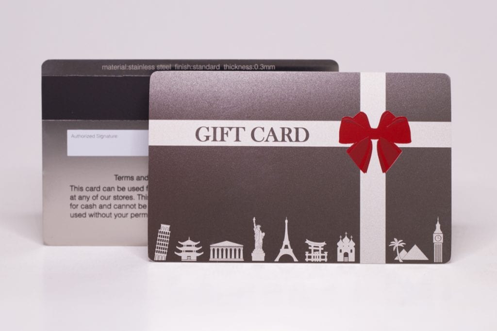 Pure Metal Cards - stainless steel gift card