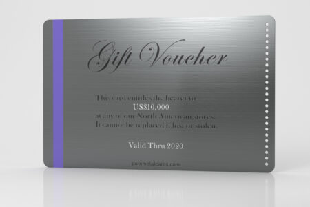 Pure Metal Cards Brushed Gunmetal Gray Stainless Steel Gift Voucher Card