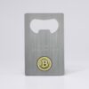 Brushed stainless steel bottle opener card with Bitcoin Cash logo. Metal bottle opener.