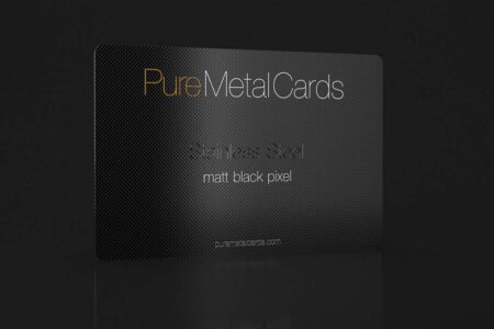 Pure Metal Cards: Matt black pixel stainless steel business card