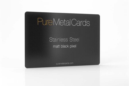 PureMetalCards: Matt black pixel stainless steel card