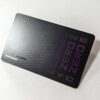 pure-metal-cards-matt-black-pixel-stainless-steel-card-3 Matt black pixel stainless steel card with "ZERO ONE NYC" branding.