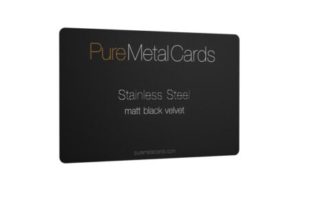 PureMetalCards: Stainless steel card with matt black velvet touch.