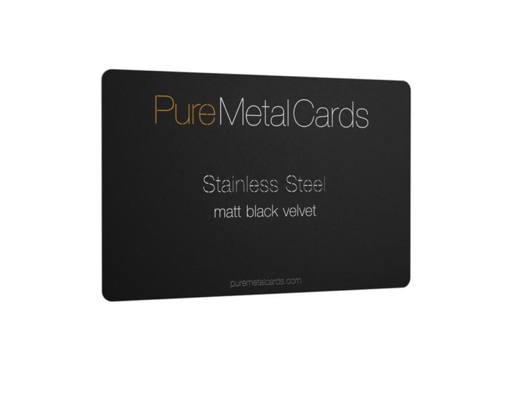 Matt Black Velvet Stainless Steel Cards PURE METAL CARDS