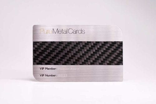 PureMetalCards VIP membership card with pricing details.