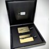 Pure-Metal-Cards-luxury-card-packaging_01 Luxury black wood presentation case with gold Frequent Flyer cards.
