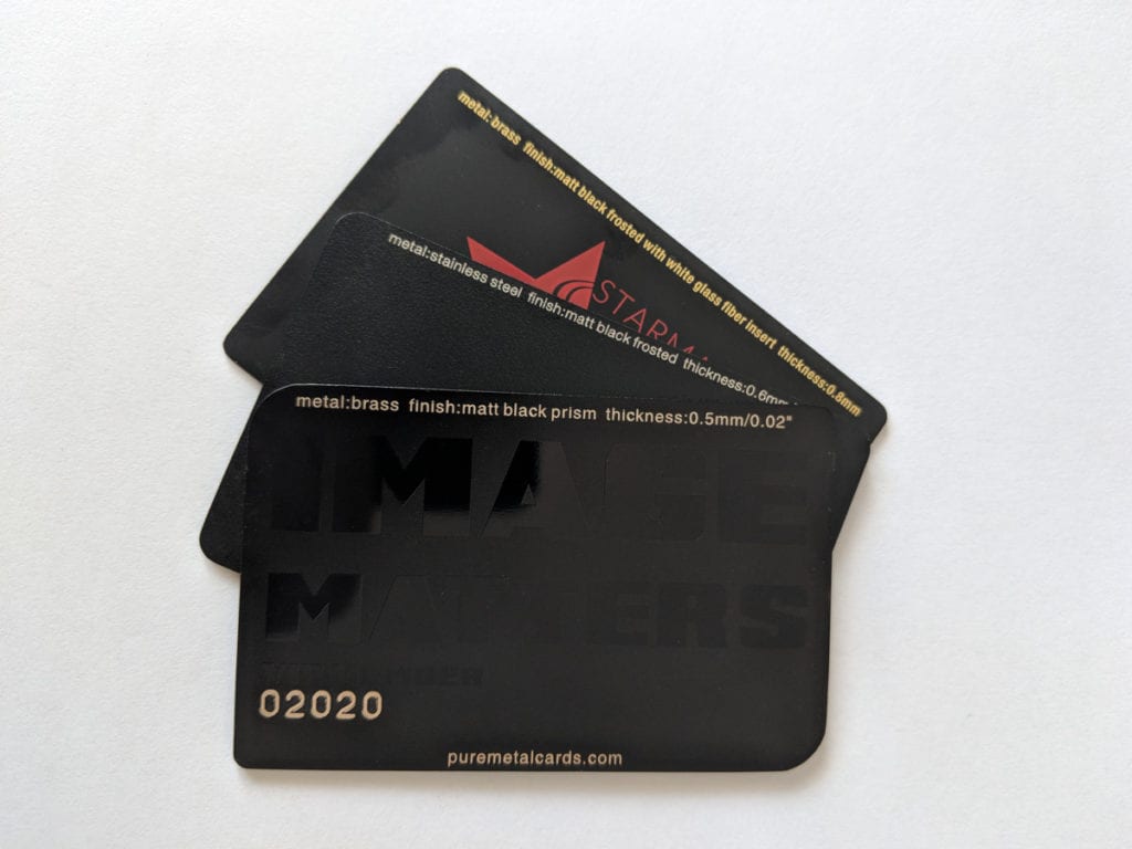 Pure Metal Cards - matt black metal card finishes