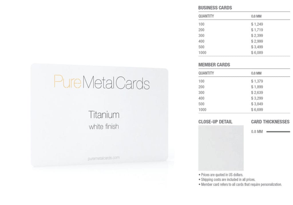 White Titanium Cards