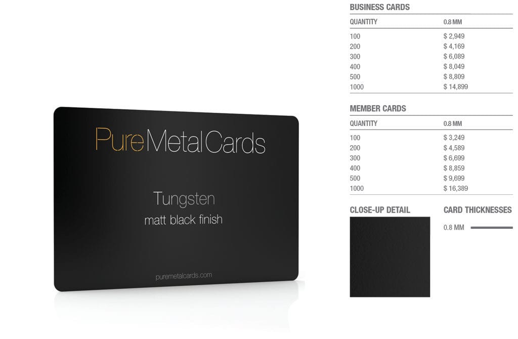 Matt black Tungsten Cards