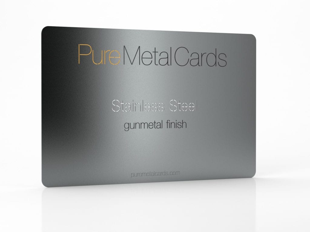 Pure Metal Cards Gunmetal Gray Stainless Steel Card