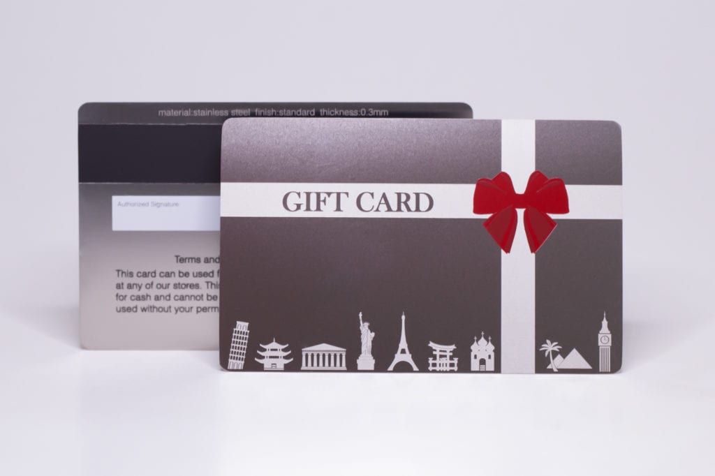 Pure Metal Cards - stainless steel gift card