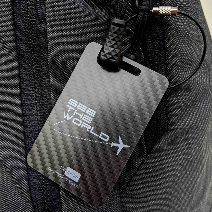 Race ahead with Carbon Fiber Luggage Tags Pure Metal Cards