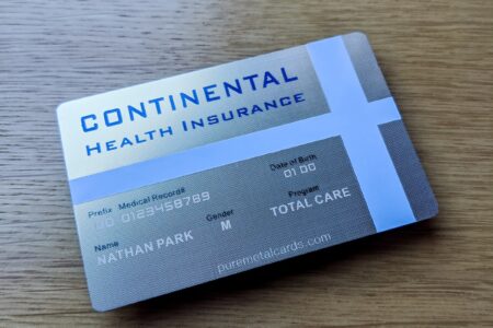 Pure Metal Cards silver prism stainless steel heath ID card
